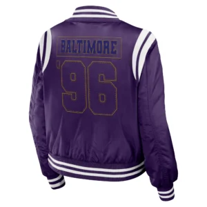 Baltimore ravens womens full zip bomber varsity jacket purple 2 1