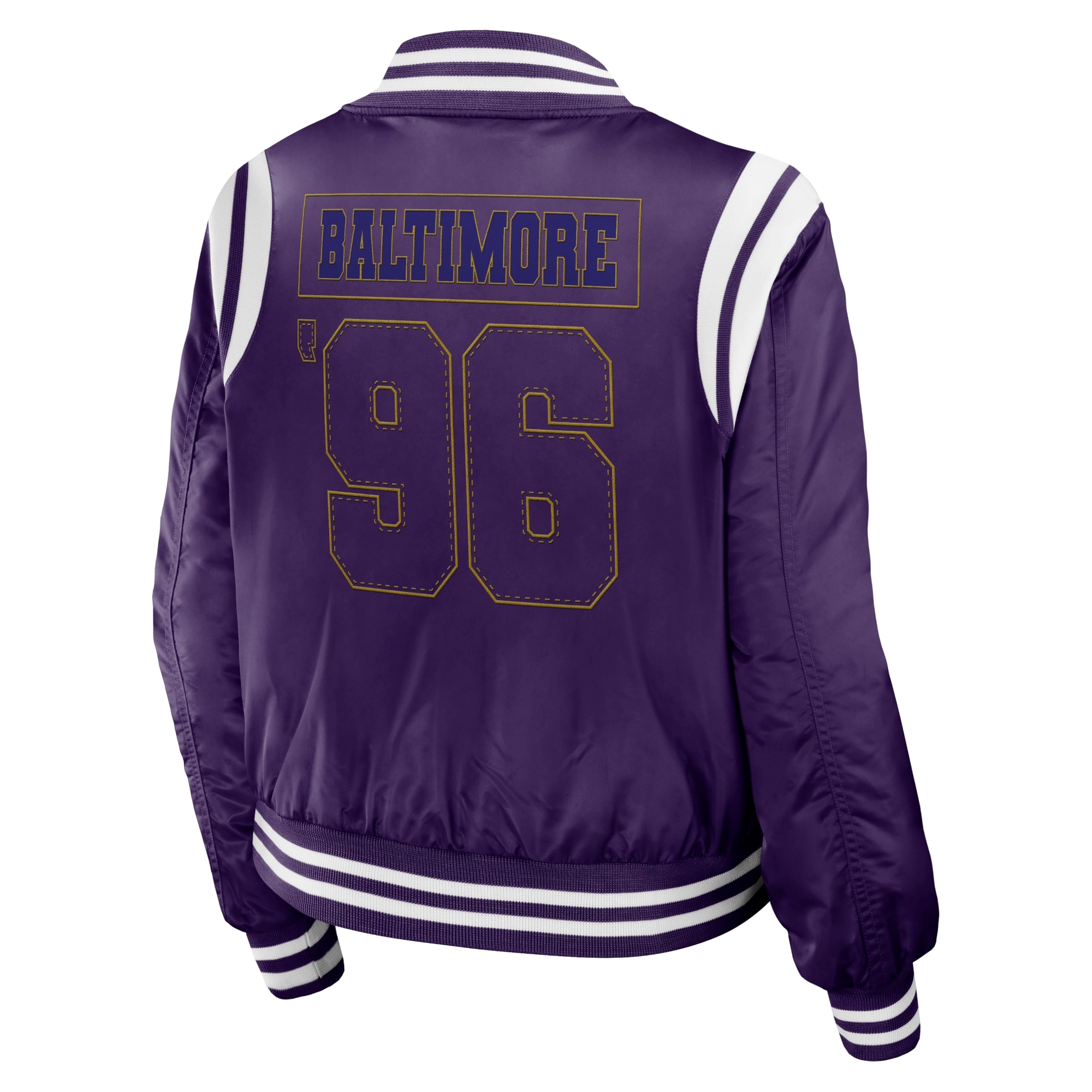 Baltimore ravens womens full zip bomber varsity jacket purple 2 1