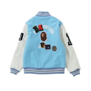 Bape crazy patch varsity jacket sax 1