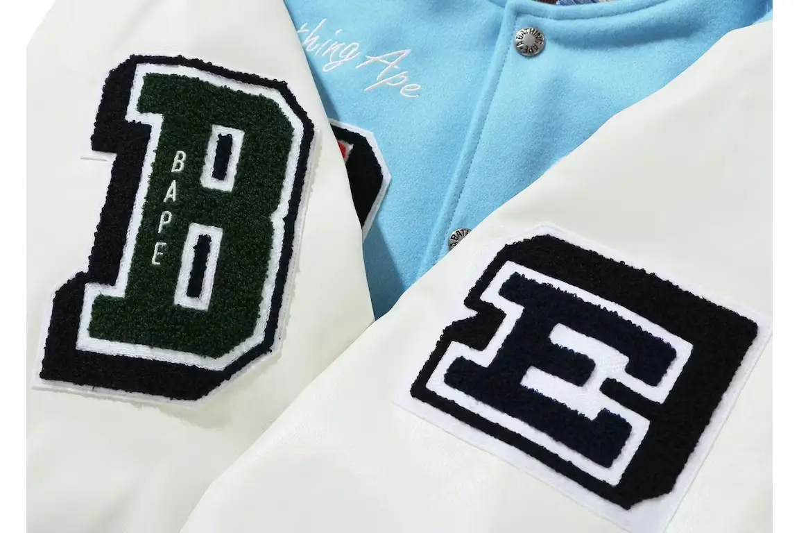 Bape crazy patch varsity jacket sax 3