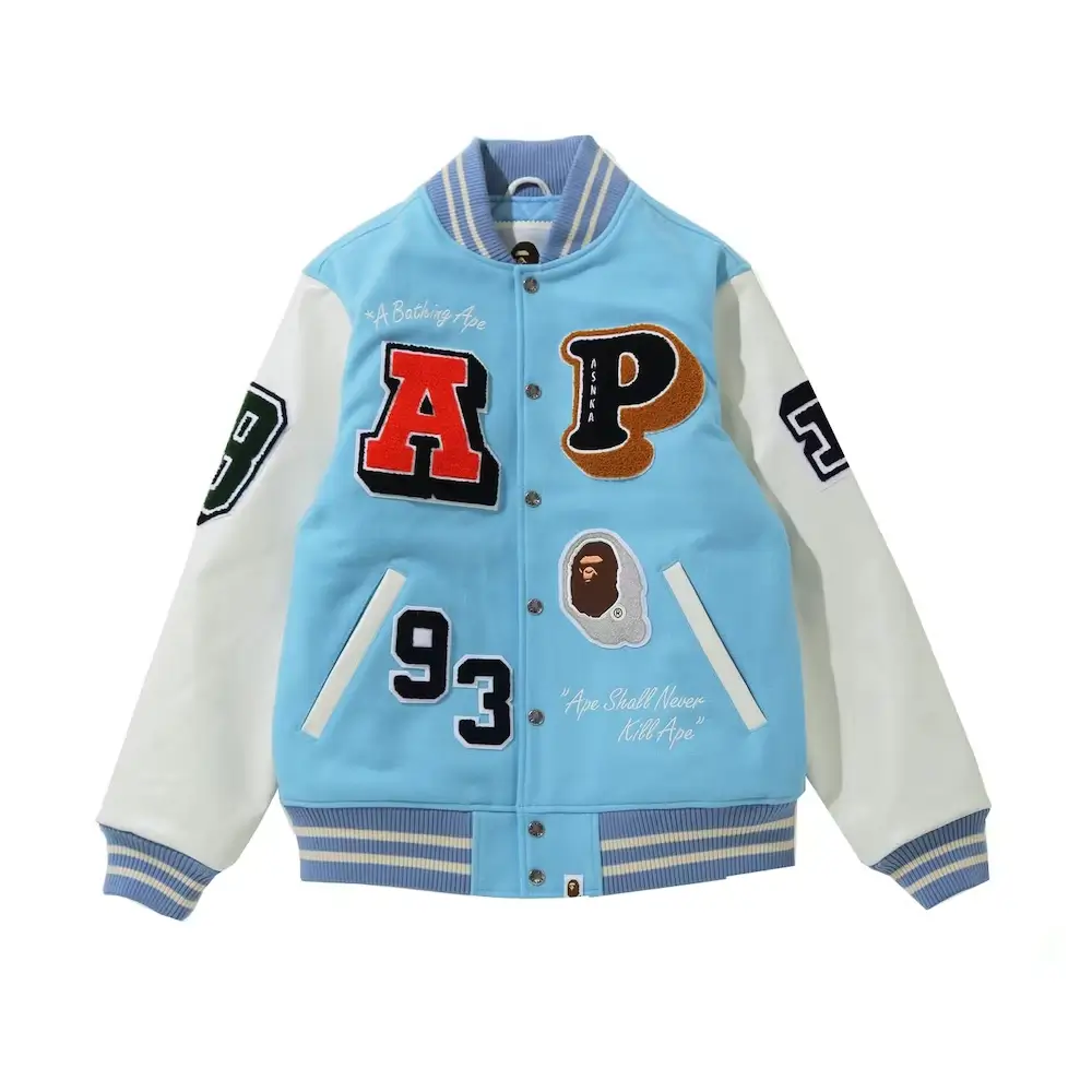 Bape crazy patch varsity jacket sax