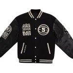 Basketball Black Authentic Wool/Leather Jacket