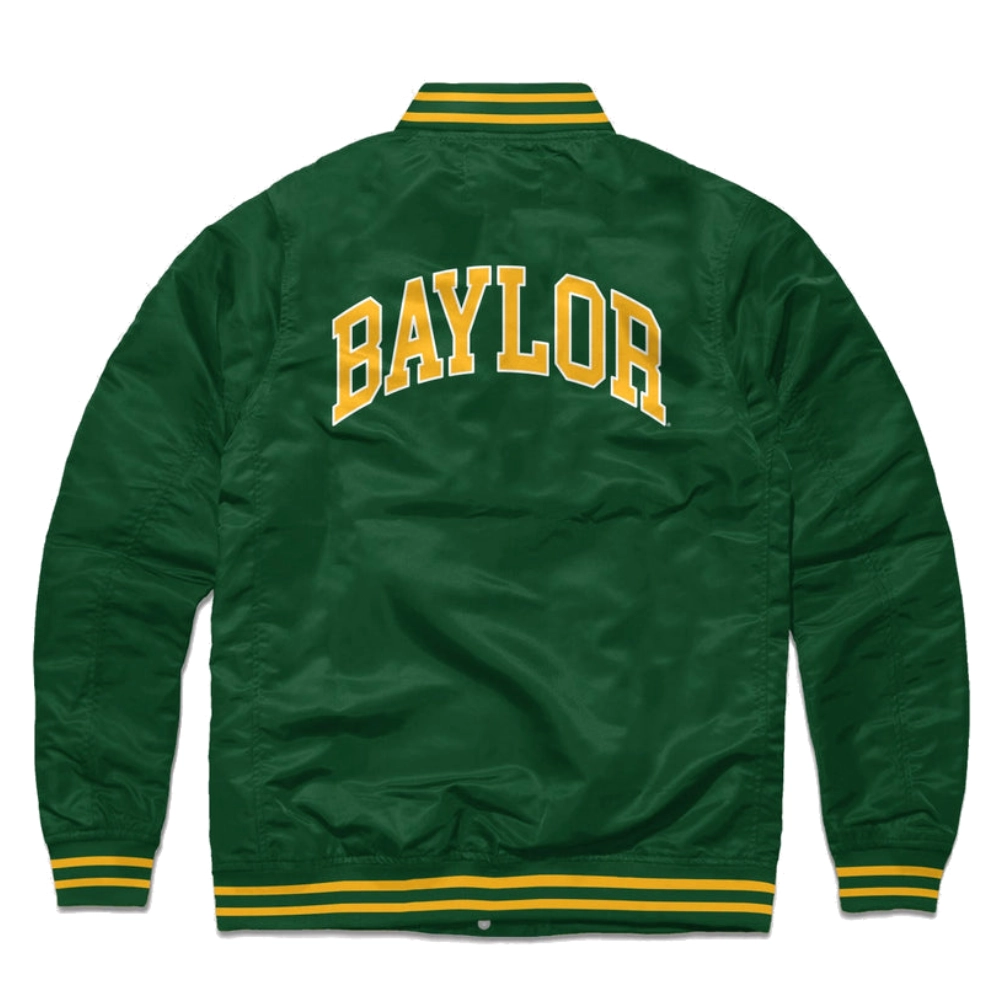 Baylor bears full snap satin varsity jacket green 1 1