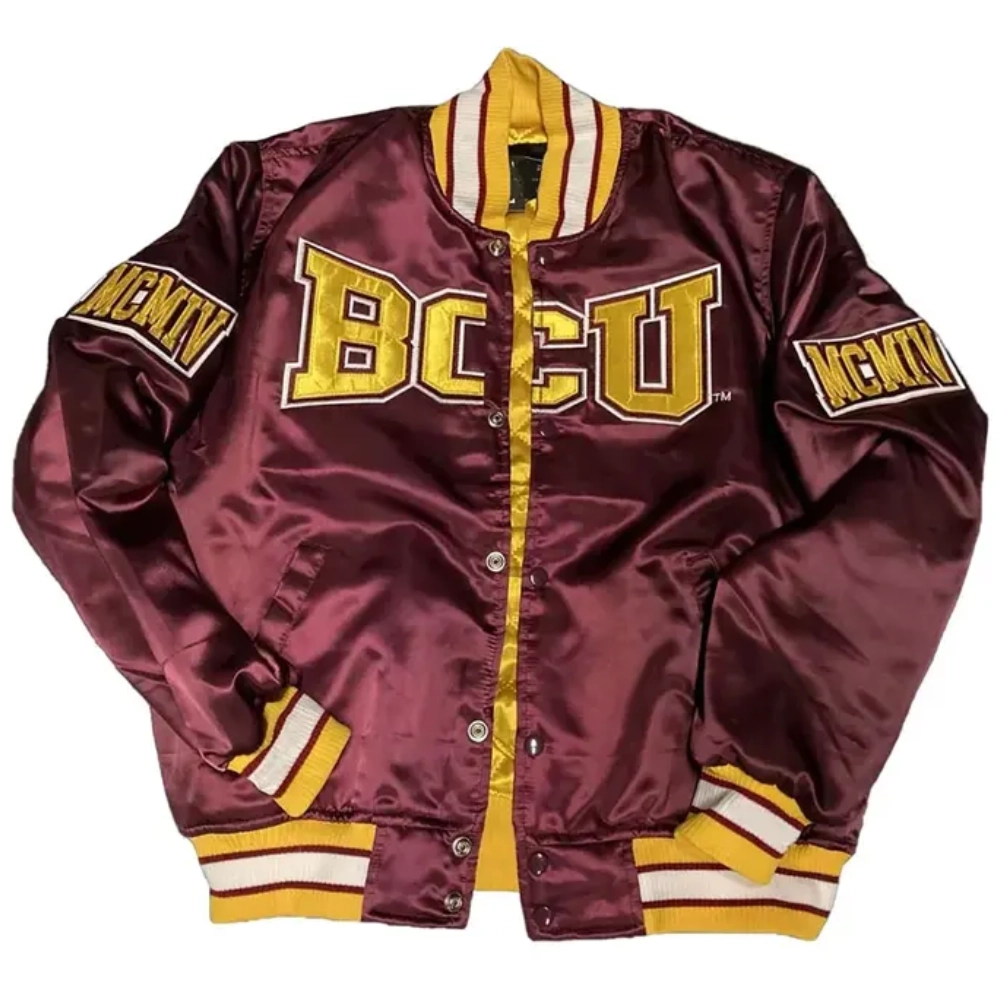Bethunecookman wildcats classic campus remix satin varsity jacket