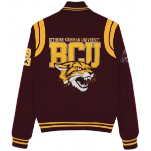 Bethunecookman wildcats full snap wool bomber varsity jacket