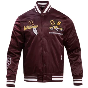 Bethunecookman wildcats homecoming rib knitted satin varsity jacket