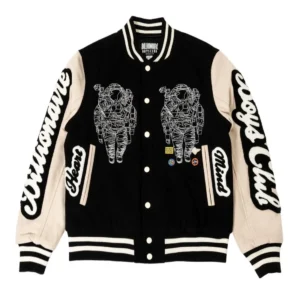 Billionaire boys club men bb astral black white varsity jacket 01