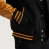 Black and gold varsity letterman jacket 1