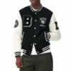 Black and off white brooklyn nets varsity jacket