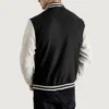 Black and white wool leather letterman varsity jacket 2