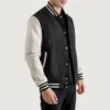 Black and white wool leather letterman varsity jacket 4