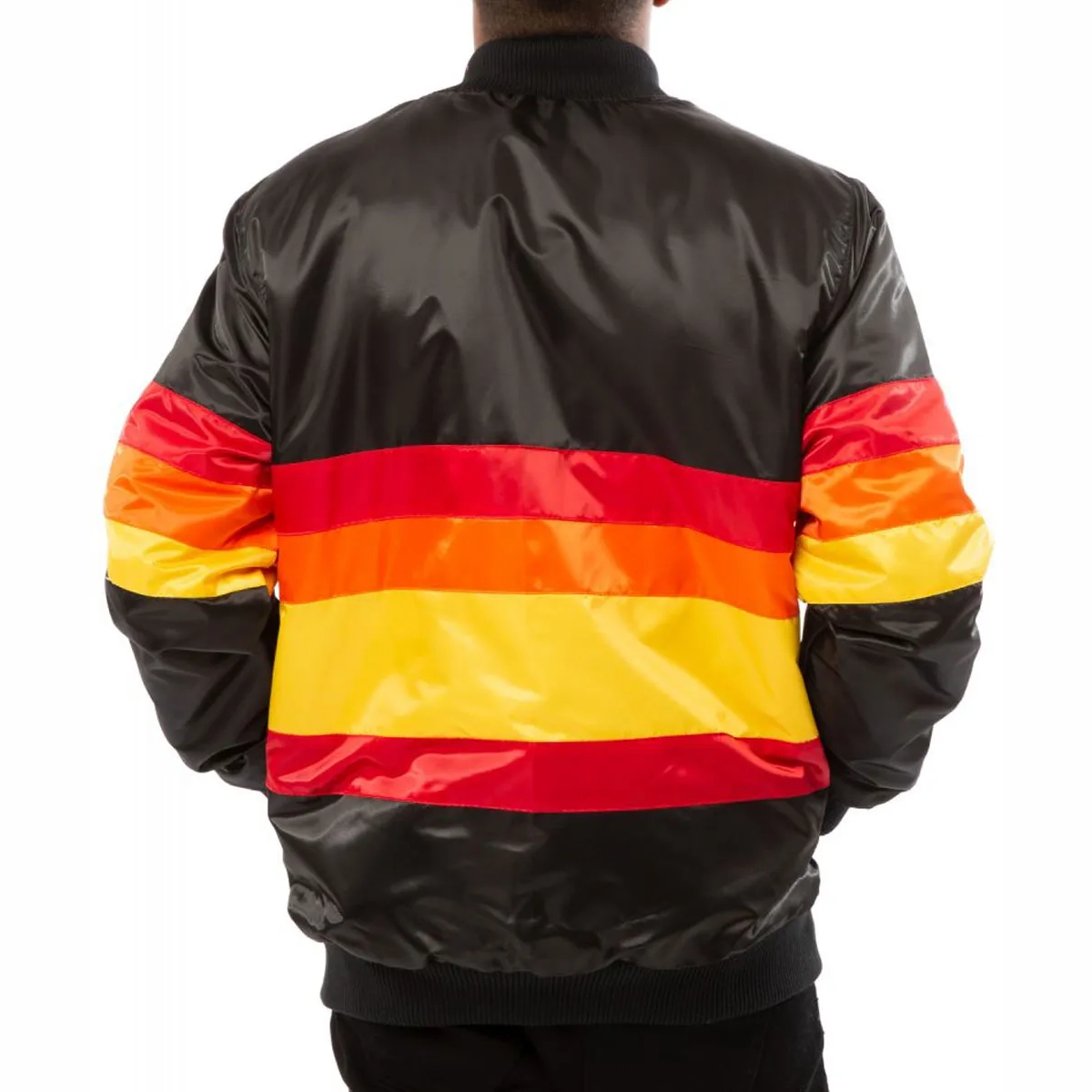 Black astros houston satin bomber jacket