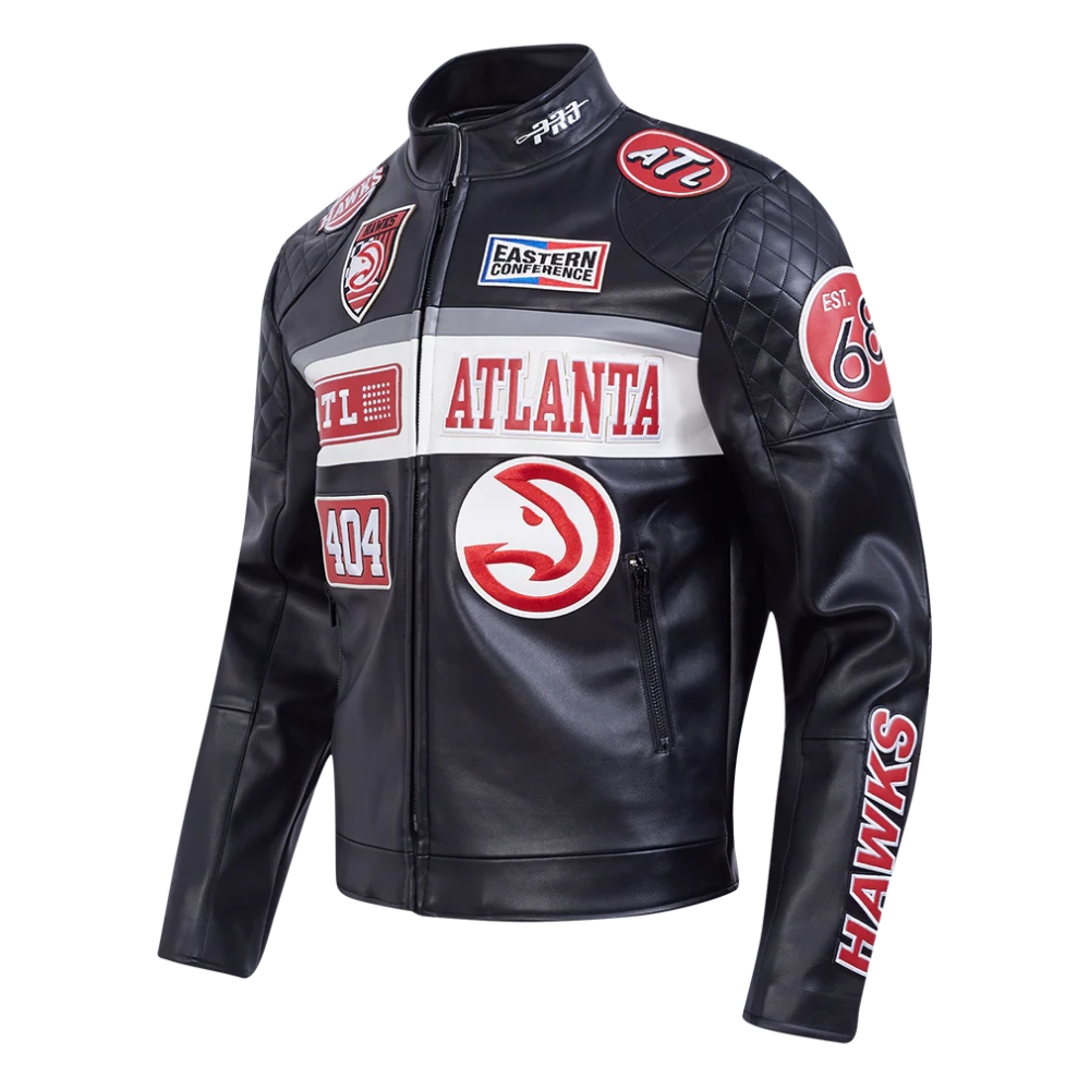 Black atlanta hawks moto jacket