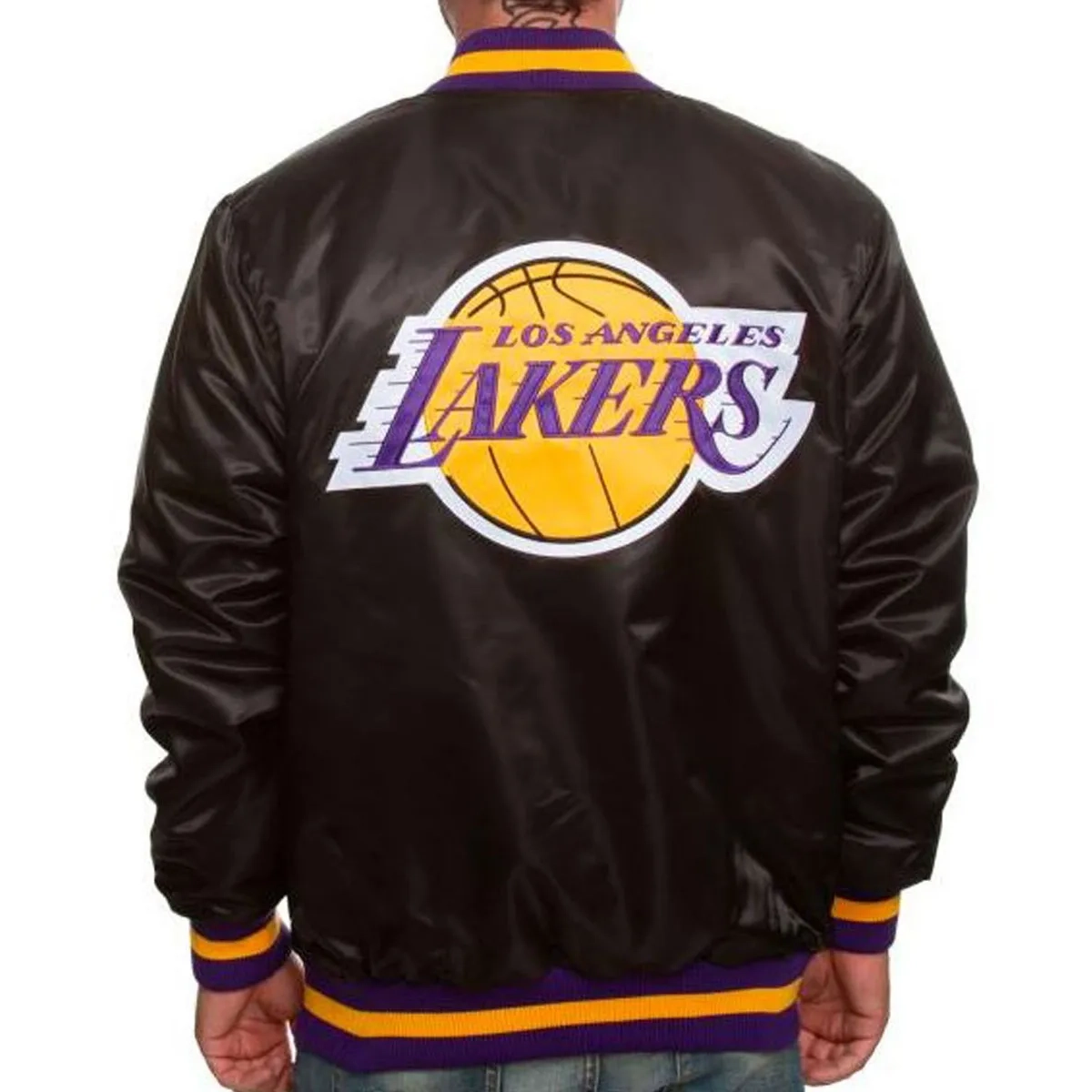 Black la lakers satin bomber jacket