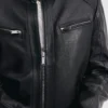 Black leather jacket adjustable waist
