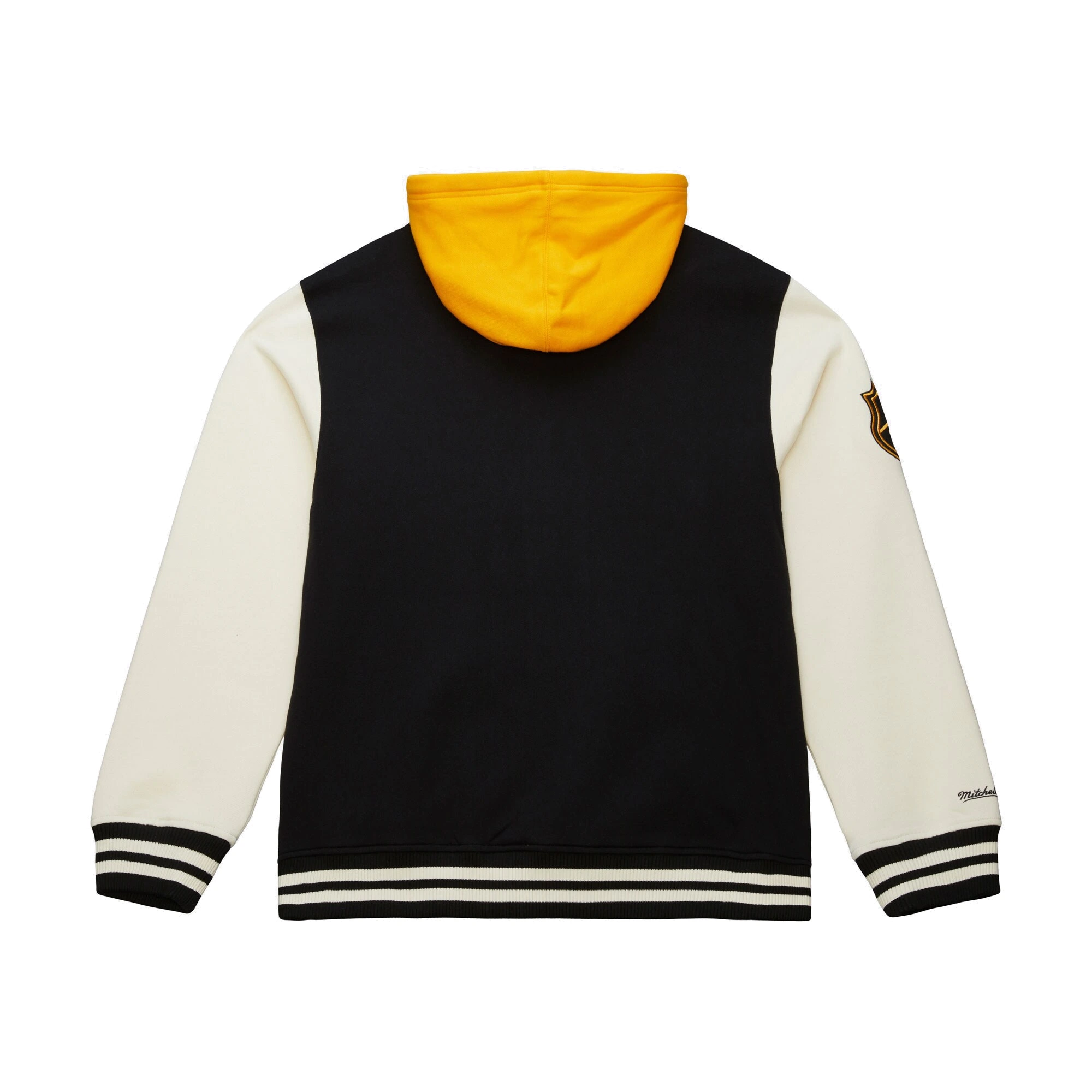 Boston bruins black rinkside hooded varsity jacket