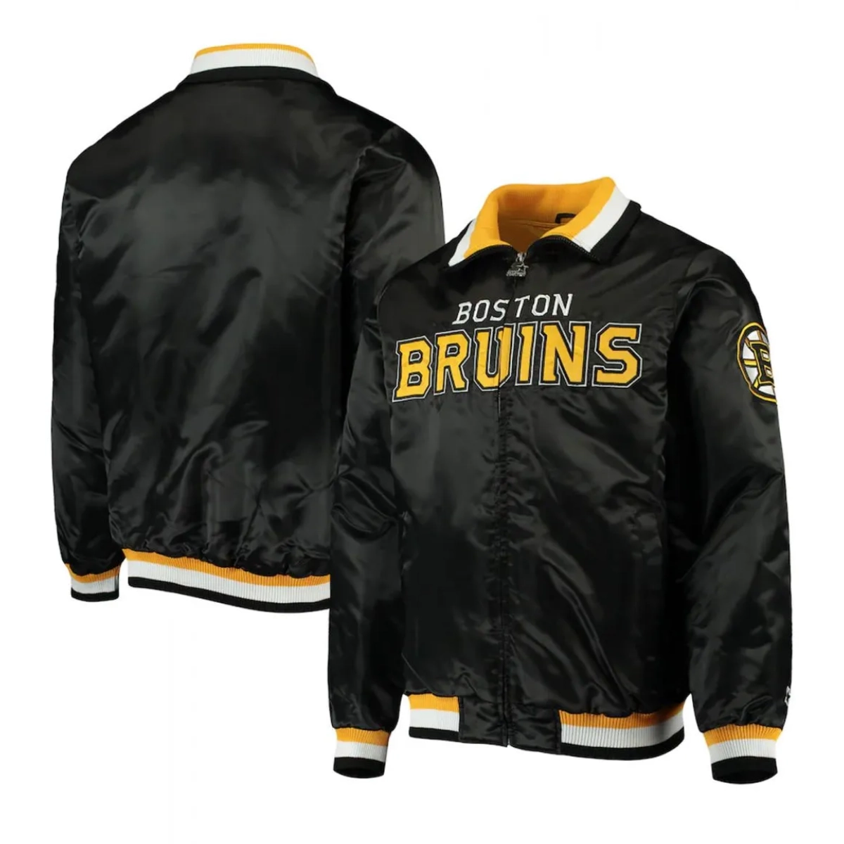 Boston bruins captain ii full snap satin jacket