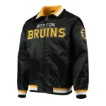 Boston Bruins Captain II Black Satin Bomber Jacket