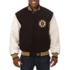Boston bruins domestic two tone wool and leather jacket black white 1