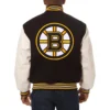 Boston bruins domestic two tone wool and leather jacket black white 2