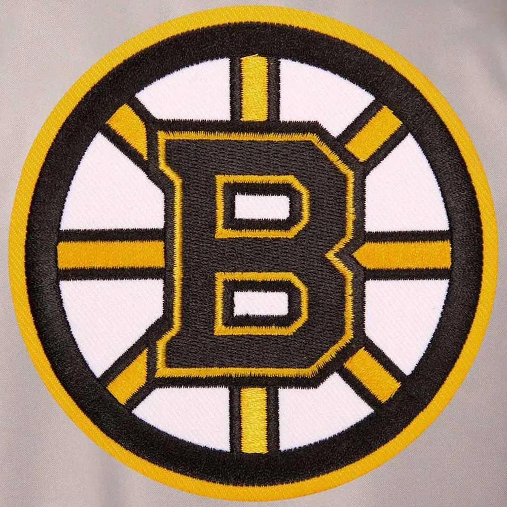 Boston bruins front hit gray varsity jacket