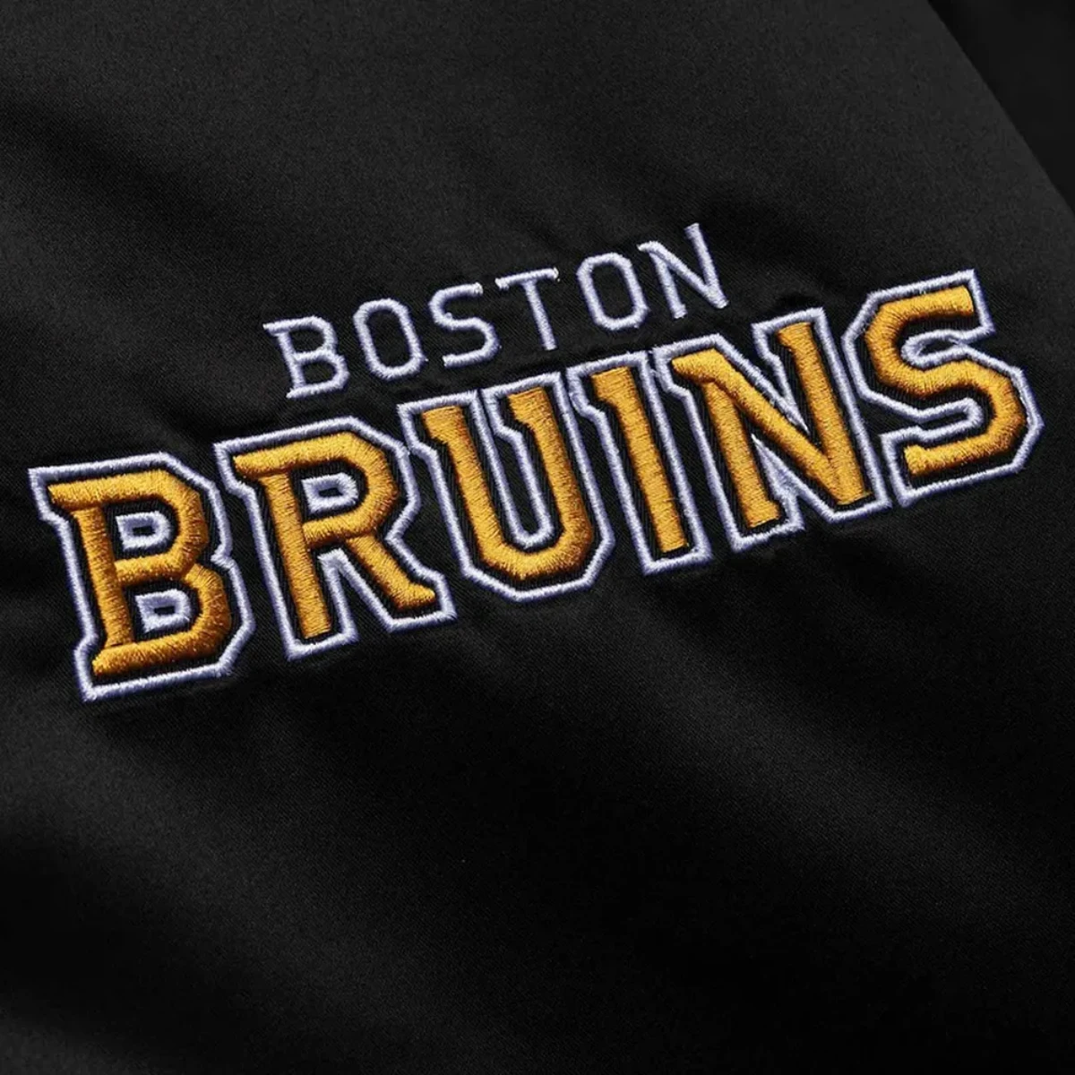 Boston bruins heavyweight full snap satin jacket