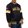 Boston bruins home game satin varsity jacket black 1