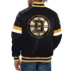 Boston bruins home game satin varsity jacket black