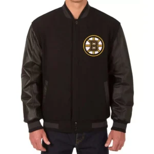 Boston bruins one color black varsity jacket