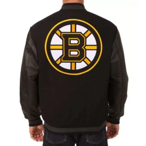 Boston bruins one color wool leather jacket