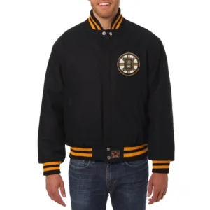 Boston bruins one color wool varsity jacket black 1
