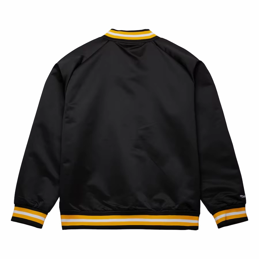 Boston bruins raglan full snap satin varsity jacket 1