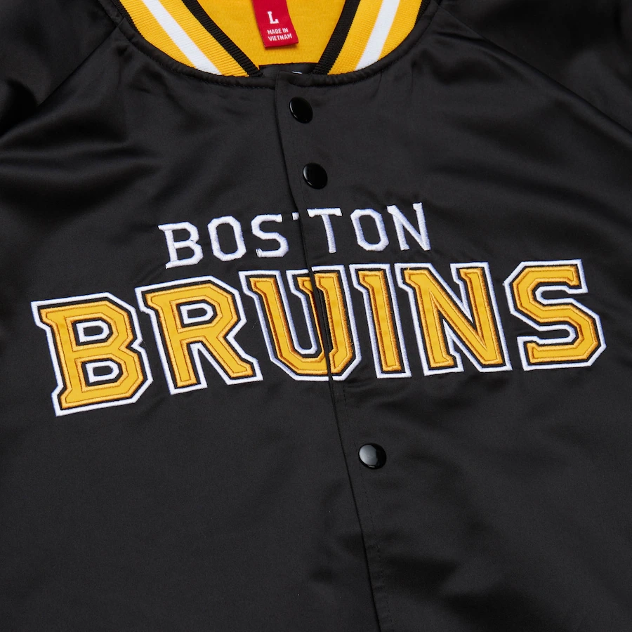 Boston bruins raglan full snap satin varsity jacket 2