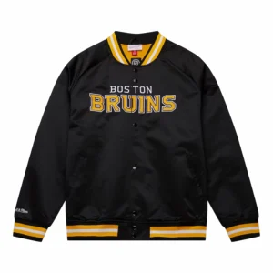Boston bruins raglan full snap satin varsity jacket 3