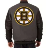 Boston bruins two tone charcoal wool leather jacket