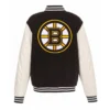 Boston bruins two tone wool leather jacket