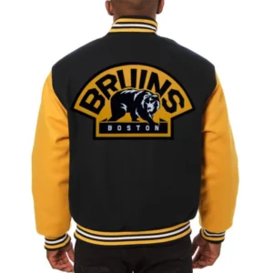 Boston bruins two tone wool varsity jacket black yellow 1 1