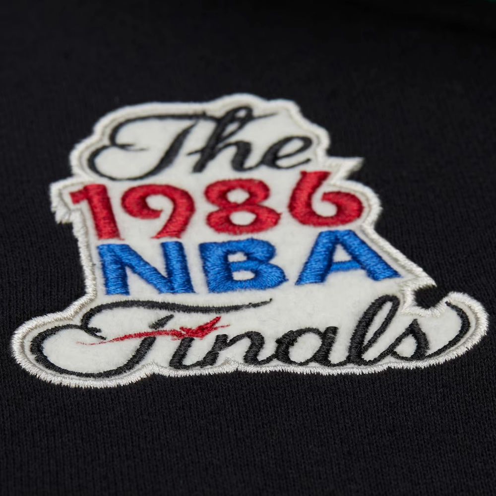 Boston celtics black courtside hooded 1986 logo