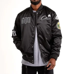 Boston celtics championship black bomber jacket