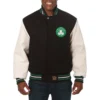 Boston celtics domestic two tone wool and leather jacket black white 1