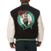 Boston celtics domestic two tone wool and leather jacket black white 2
