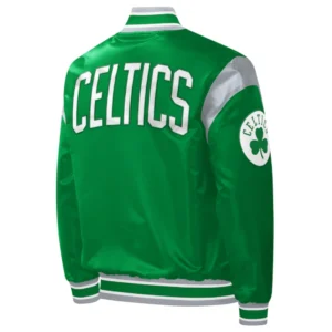 Boston celtics force play satin varsity jacket green 1