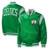 Boston celtics force play satin varsity jacket green 3