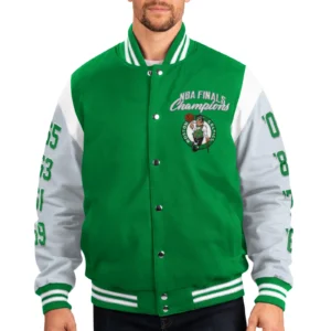 Boston celtics franchise green and grey wool varsity jacket 1