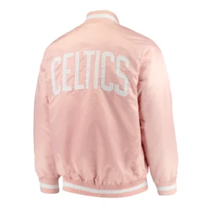 Boston celtics full snap pink varsity jacket