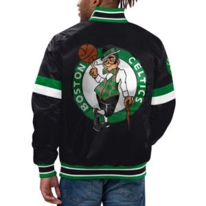 Boston celtics home game satin varsity jacket black