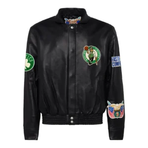 Boston celtics jeff hamilton full leather jacket black 1