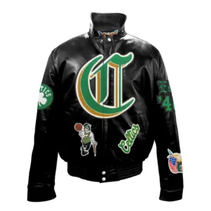 Boston celtics jeff hamilton full leather puffer old english jacket black 1