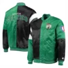 Boston celtics leader satin varsity jacket greenblack 2