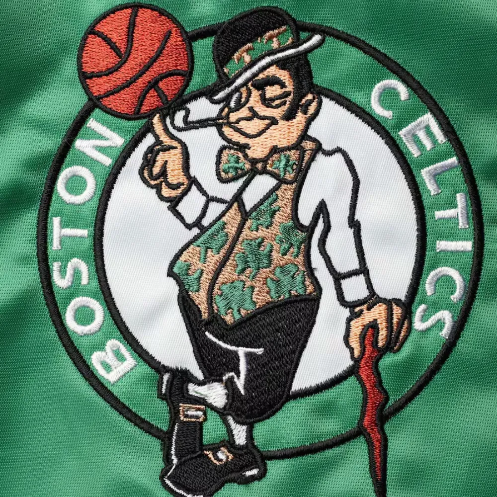 Boston celtics leader satin varsity jacket greenblack 4